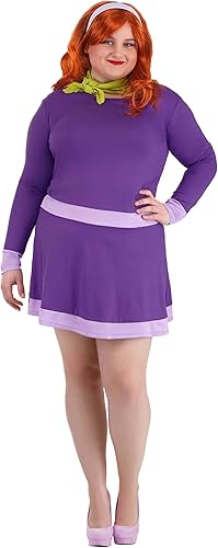 Disfraz de Scooby Doo Daphne para mujer, talla grande, personaje de Scooby-Doo, vestido morado para Halloween