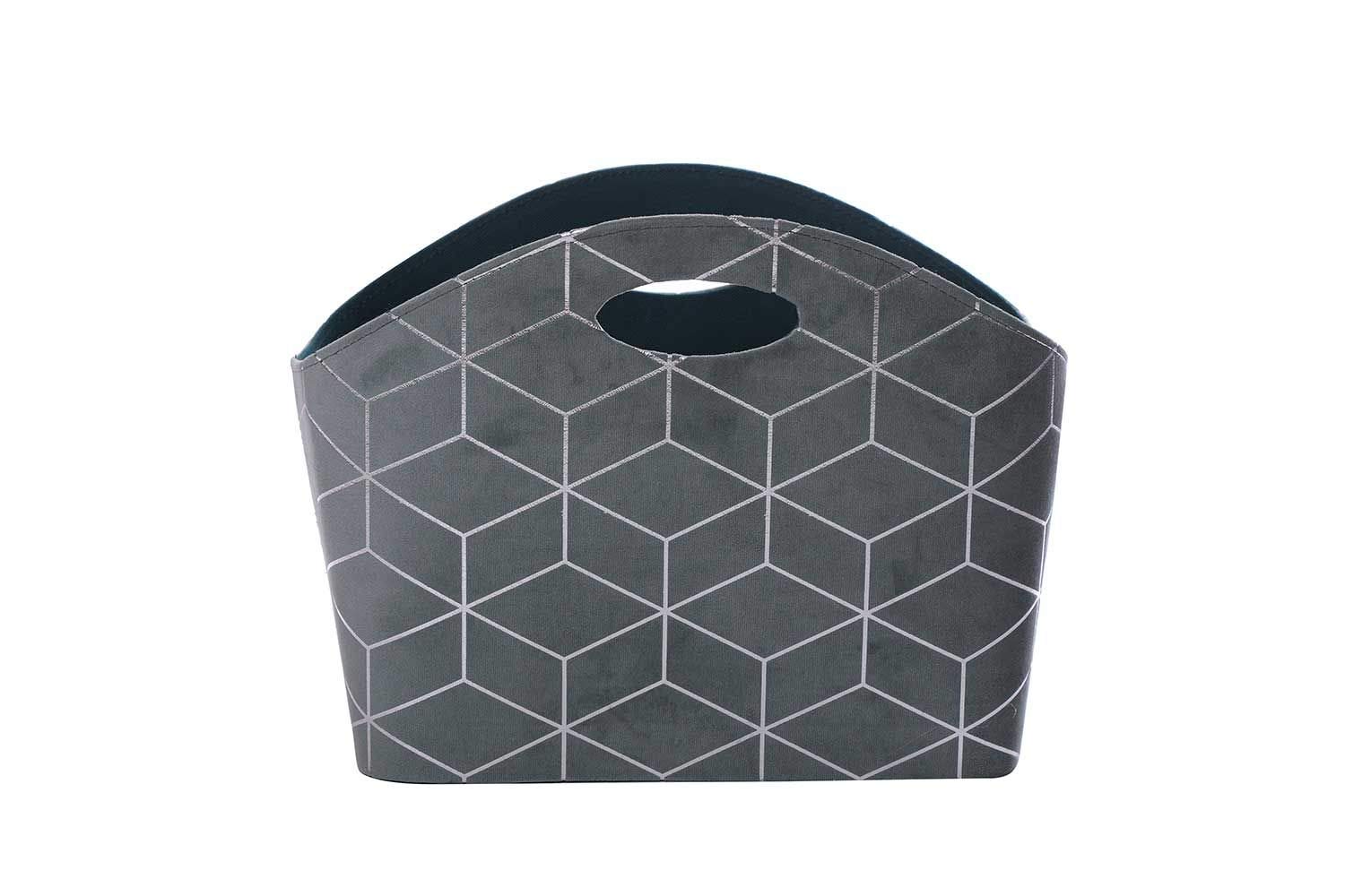 Pan EmiratesVelvet Magazine Storage with Pattern, Grey - 40 x 21 x 30 cm