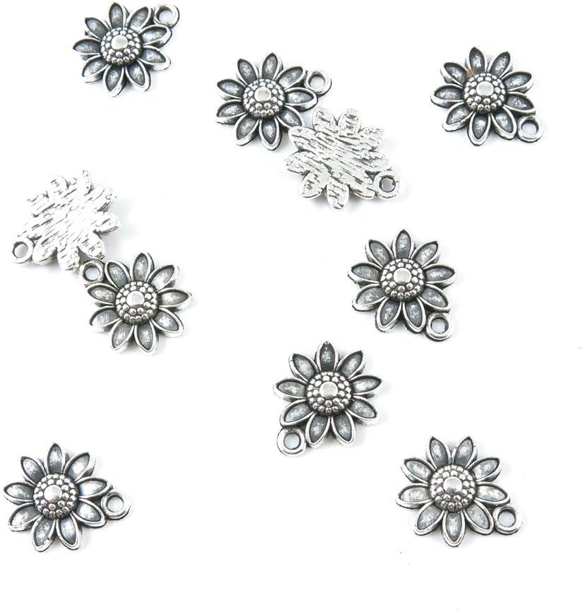 910 Pieces Antique Silver Jewelry Making Supply Charms Findings M2WK7 Sunflower Flower