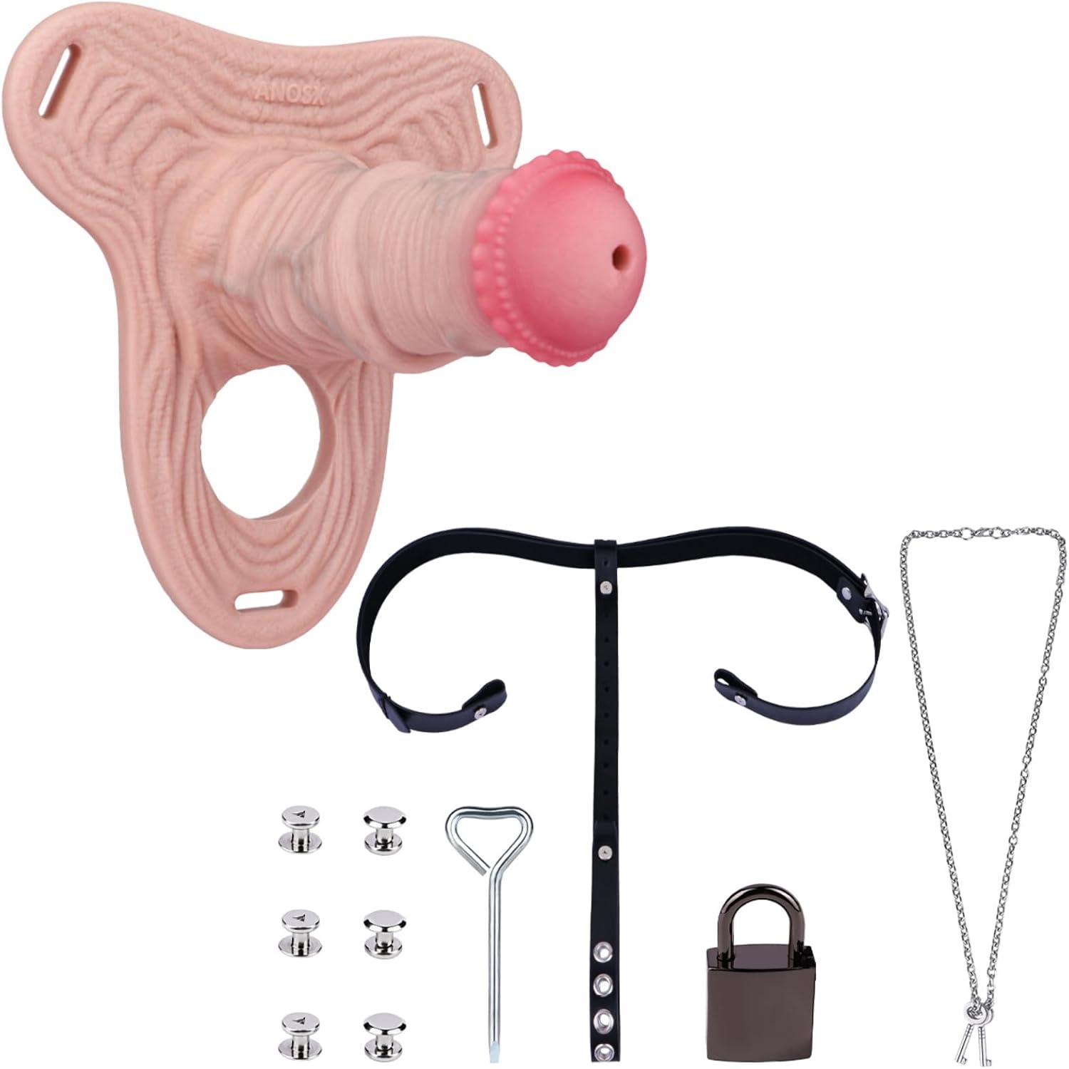 Strap On Male Chastity Cage Belt Wearable Penis Chastity Devices Cock Cage Realistic Penis Bondage Sex Toys, Silicone BDSM Adult Sex Toy for Men