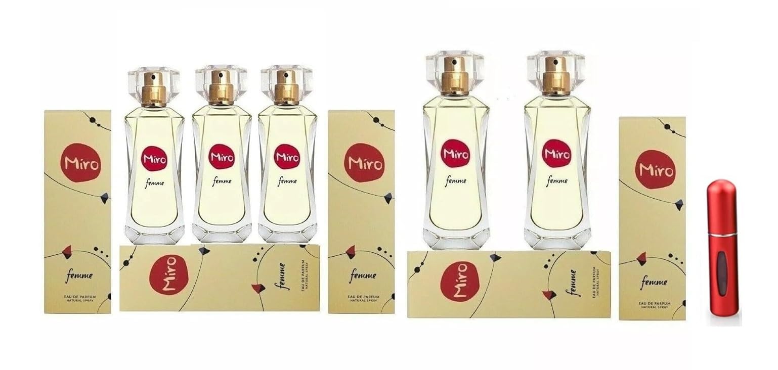 Miro FEMME Eau de Parfum Spray 5 x 50 ml (250 ml) + 1 eleganter Taschenzerstäuber