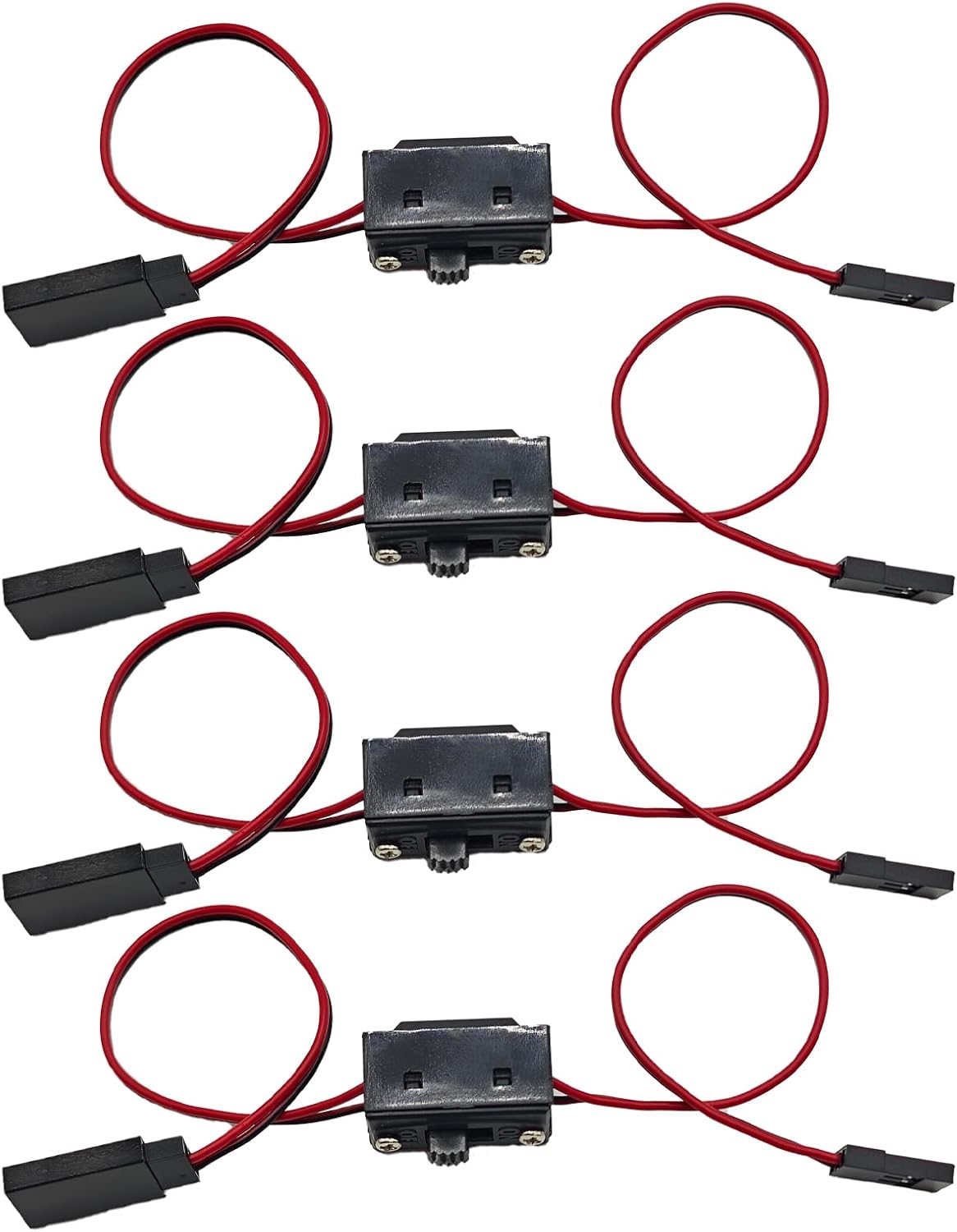 4 Pack RC Car On/Off Switch JR Futaba Style 2 Way Power with Power Switch For 1/10 1/8 1/12 1/16 Crawler Buggy Off Road Truck Car Traxxas Rc4wd Tamiya Axial Drone Airplane Boat