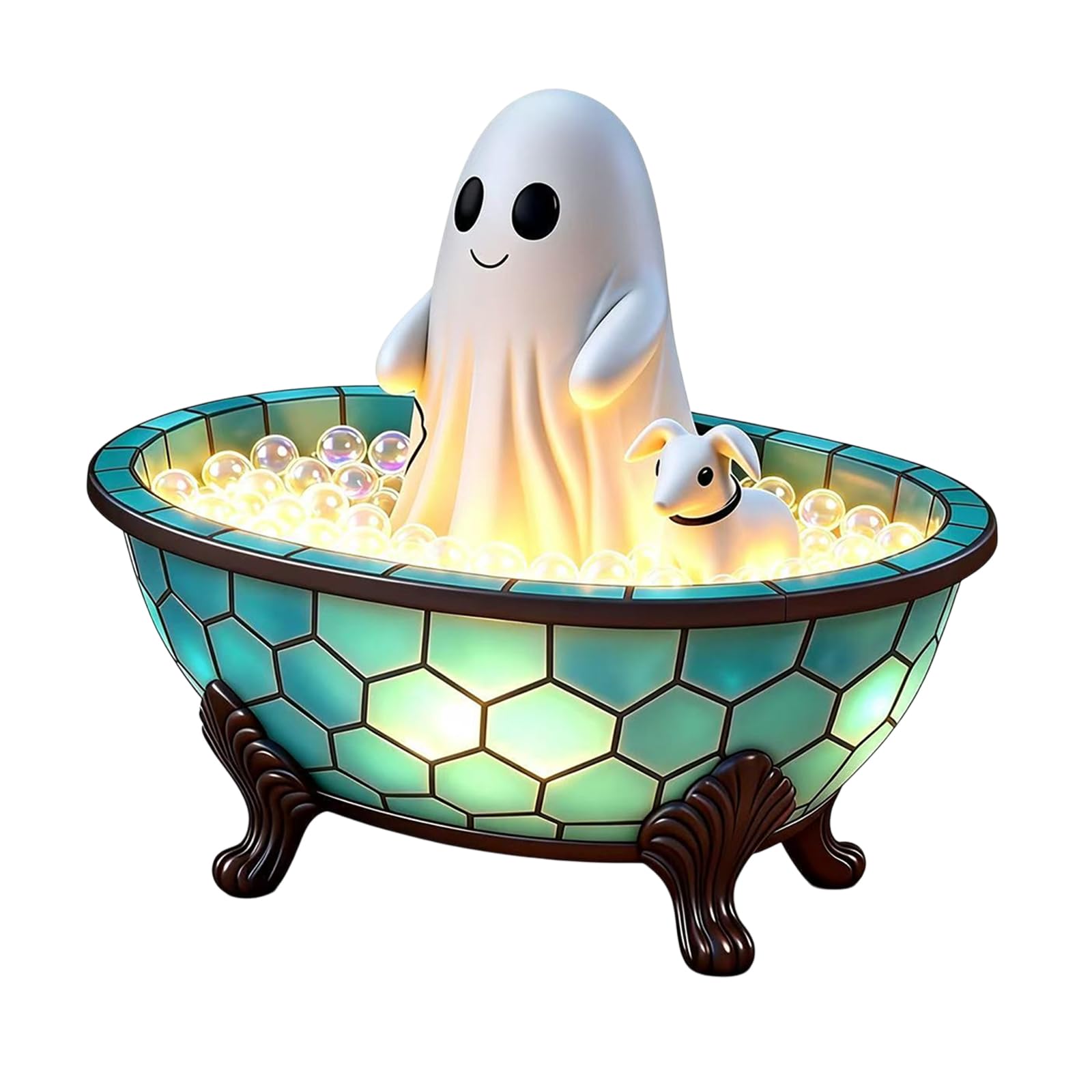 Seasonal Tabletop Light, Halloween Bathtub Lamp with Warm LED Glow, 5.51 in Decor Accent for Bedroom, Bathroom Counters, and Party Tables Halloween Bathtub Night Light Led Tabletop Decor Seasonal Lamp