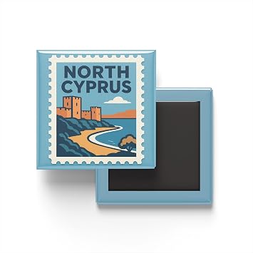 Buzdolap Magneti Kuzey K br s Lefko a Renkli Posta Pulu Temal  - 9x9 cm