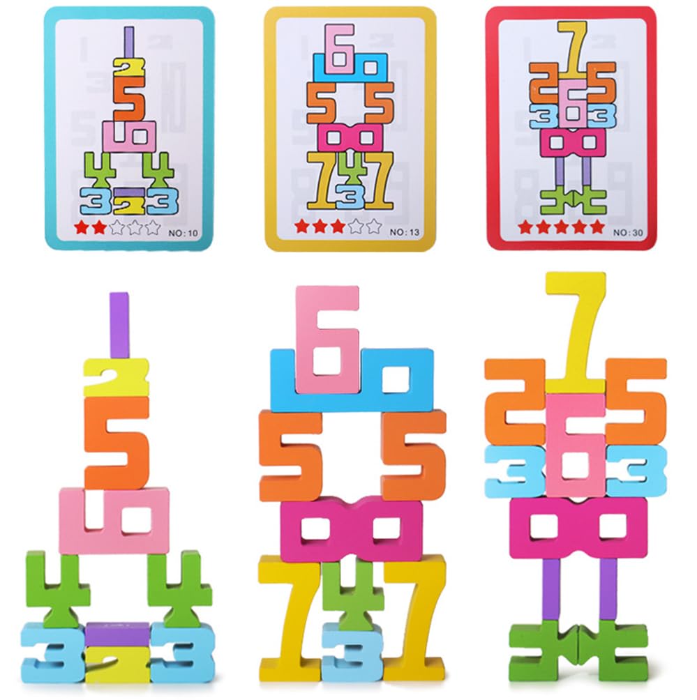 SUYUKU Wooden Number Blocks Toys for Kids Educational Early Math&Number Recognition Toys for 3+Year Olds 20 PCS Stacking Toy Number Puzzle Blocks for Boys & Girls - Image 2