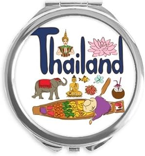 Thailand National symbol Landmark Pattern Hand Compact Mirror Round Portable Pocket Glass
