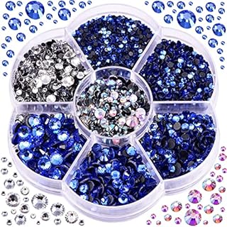 BLINGINBOX 3000pcs Hotfix Rhinestones, Hotfix Crystal Rhinestones Mixed Sizes SS6-SS30 Gems for Clothes and Craft DIY Decorations(Jet)