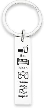 Kivosiiviz Gamer Keychain Eat Sleep Game Repeat Gifts for Gammers Keychain