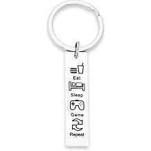 Kivosiiviz Gamer Keychain Eat Sleep Game Repeat Gifts for Gammers Keychain