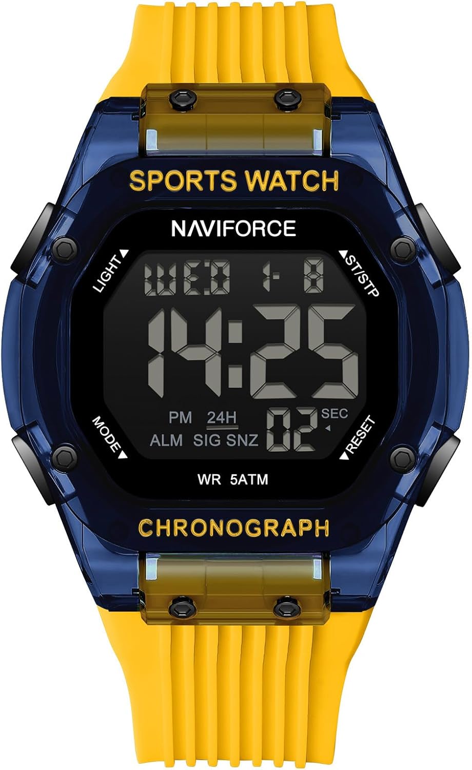 NAVIFORCE Digital Multi-Function Watch for Men,Fashion Waterproof Sports Women Watches and Mens,Colorful Silicone Band