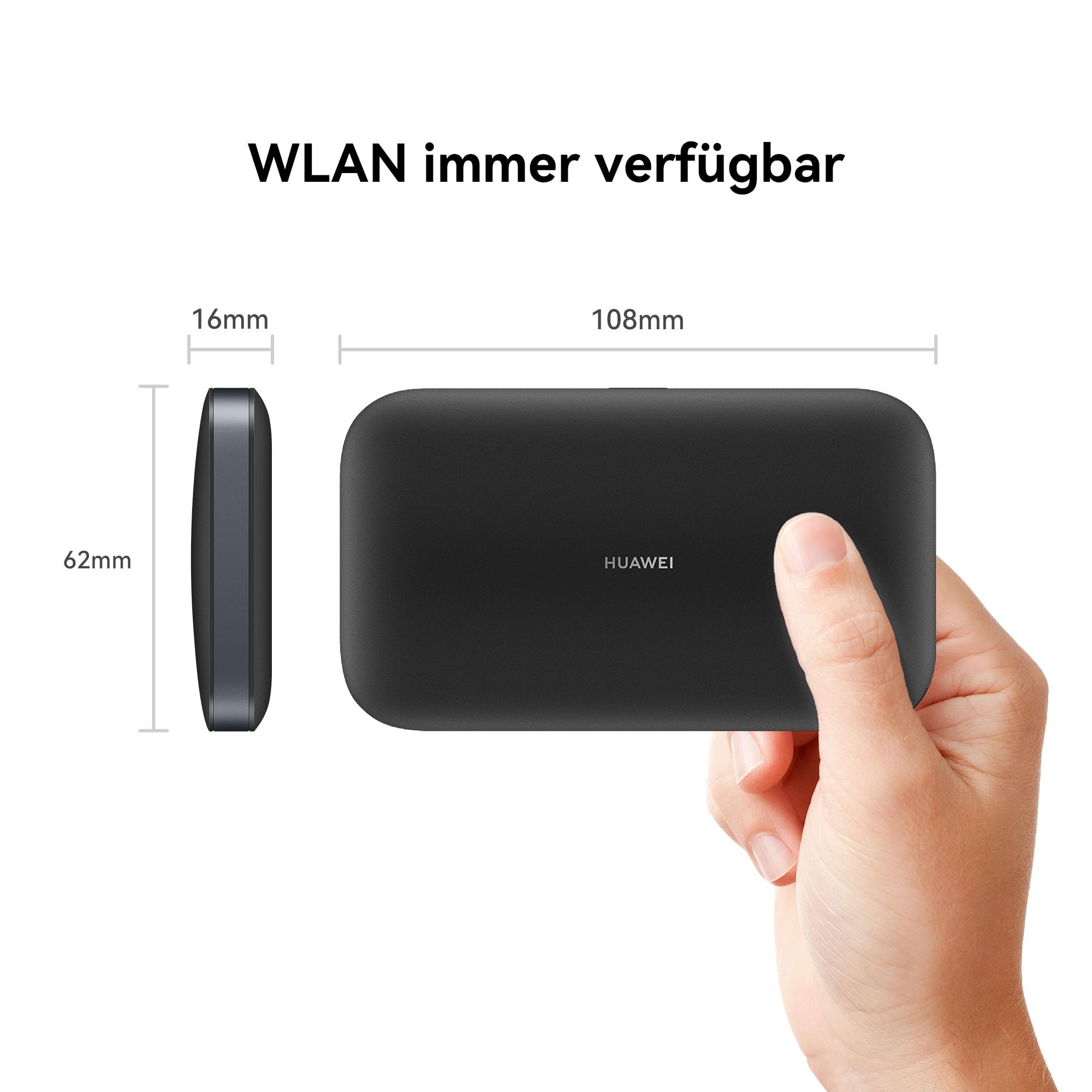 HUAWEI 4G Mobile WiFi 3 Router, Tragbarer mobiler Hotspot, mobiler Router der Kat 7 mit SIM-Karte, LTE mit 300 Mbit/s Download / 100 Mbit/s Upload, Kompatibel mit Allen SIM-Karten