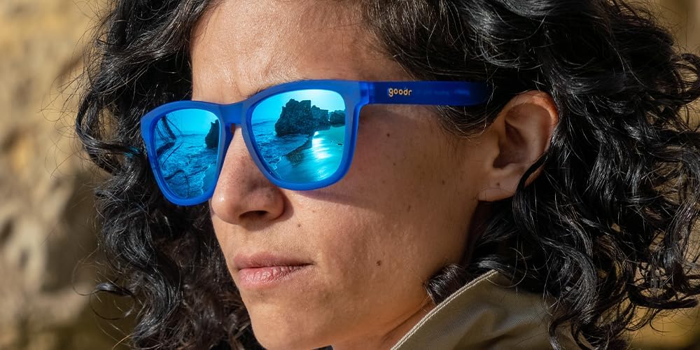 goodr Falkor's Fever Dream Polarized Sunglasses for Men & Women, Medium Sized (OG), Dark Blue Translucent Frame with Light Blue Mirrored Reflective Lenses, UV400 Protection, No Slip, No Bounce - Image 8