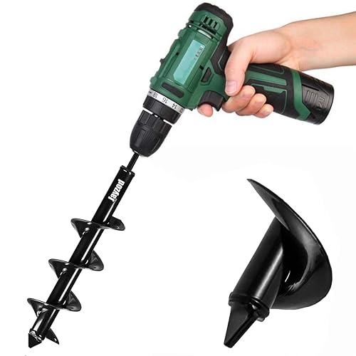 Miniatura 5 de Broca de taladro para plantar broca de jardín de 4 x 25 pulgadas en espiral para bombilla y planta de cama para taladro hexagonal de 38 pulgadas