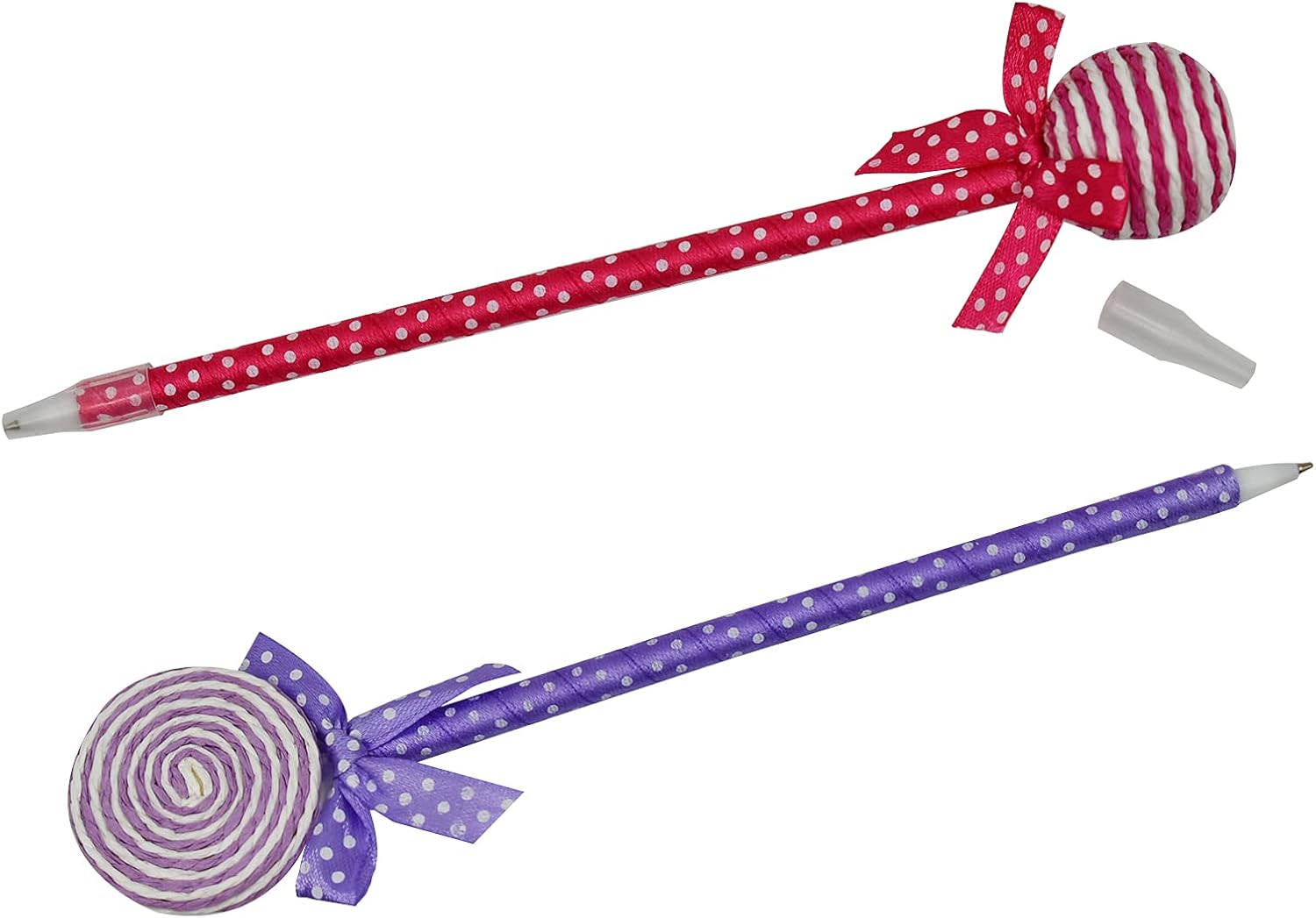 Maydahui 24 PCS Lollipop Shaped Ballpoint Pen Cute Spherical Flat Style Hand-knitted Pens Blue Ink Design for Students Girl School (Pack of 2)