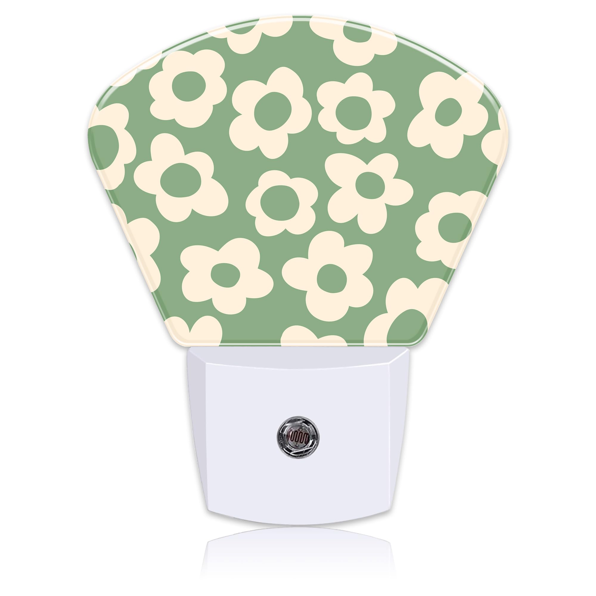 Uiaoiais Vintage Green Flowers Night Light, Groovy Flowers Nightlight Plug into Wall with Dusk to Dawn Sensor for Kid Girls Boys Women Men Bedroom, Hallway, Kitchen, Bathroom, Stairs Decor
