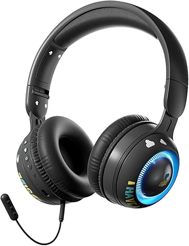 Xmenha Auriculares inalámbricos para niños con micrófono para la escuela, con cancelación de ruido, protección para los oídos, Bluetooth, plegable,