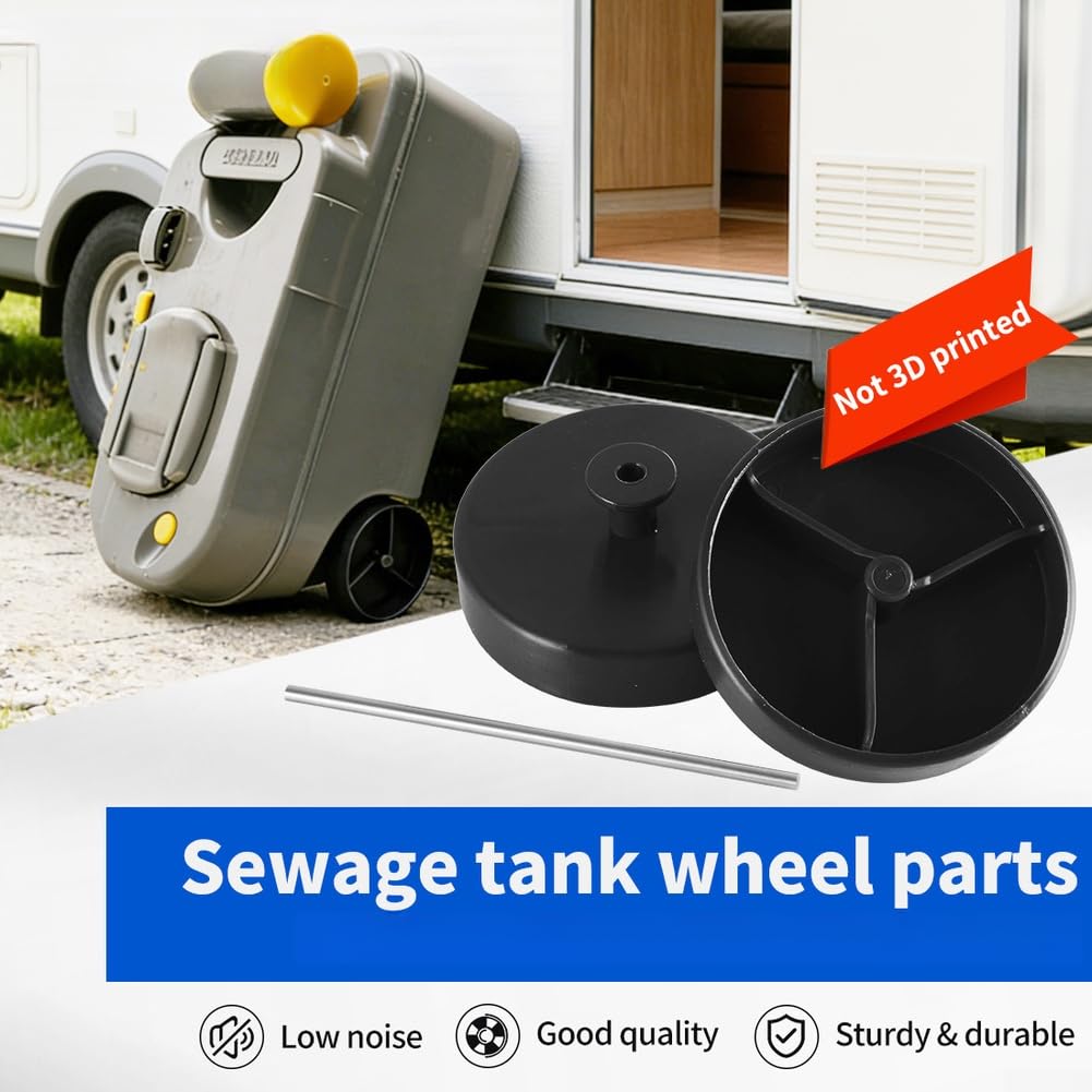 Ersatzräder für Wohnmobil-Abwassertank, 304 Edelstahl, Achse, schwarzes Nylon, für Thetford SC234, C200, C220, leise, 90 mm Durchmesser
