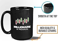 Vista 5 de Bubble Hugs Stock Trader Taza de café 15oz Negro - Millionaire in Progress - Trading Trader Día Inspirador Mercado de Corredores Mercado Moneda