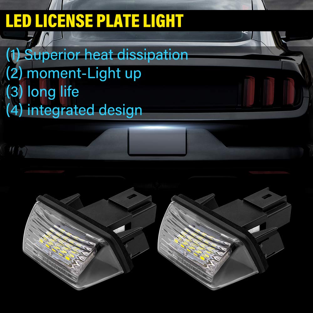 Safego Luz de matrícula LED para Coche Lámpara Número Placa Luces 3014 SMD 6000K Xenón Blanco para 206 207 306 307 308 406 407 5008 Partner etc, 2 Piezas, 1 año de Garantía