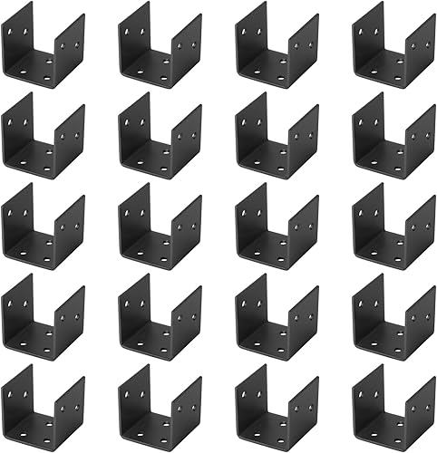 Miniatura 10 de 4 soportes negros de medio poste, para conectores de anclaje de poste de 4 x 4, soporte de soportes para viguetas de marco de cubierta, tamaño