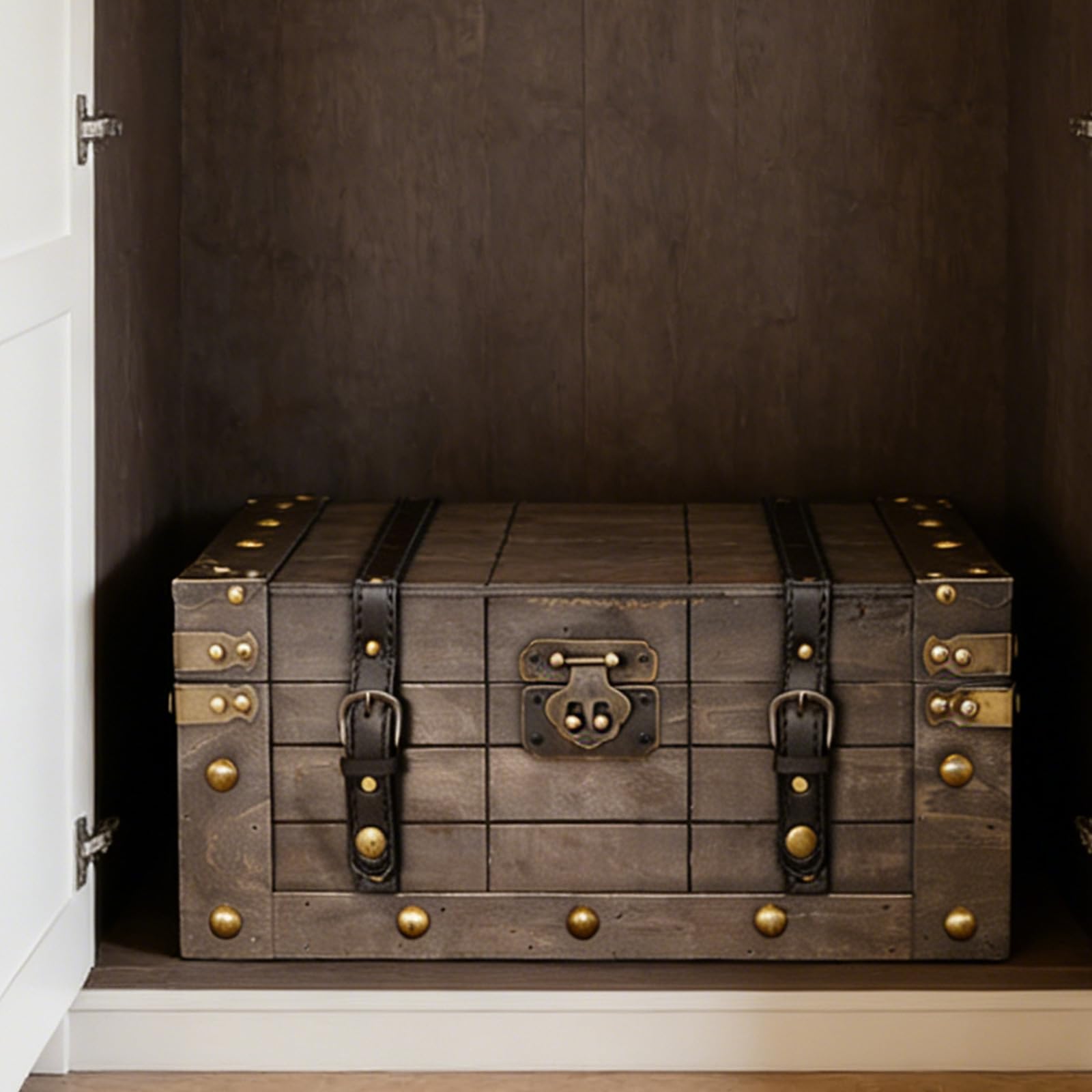 Caja de almacenamiento de joyas de madera envejecida con cierre para decoración de oficinas en casa, caja de recuerdos de madera con mecanismo