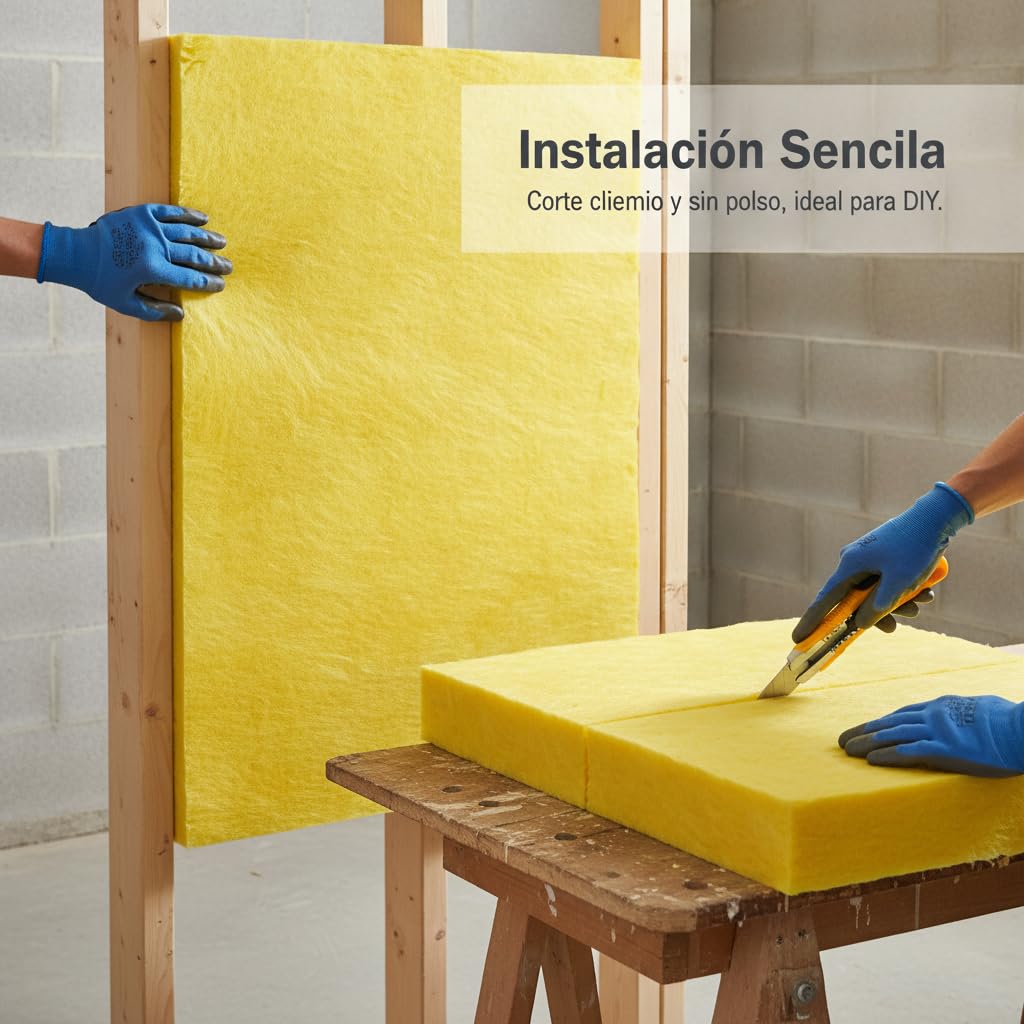 Placa Aislamiento Fibra Vidrio, aislamiento térmico - reducción ruido | protección humedad | impermeable, fácil instalar - para