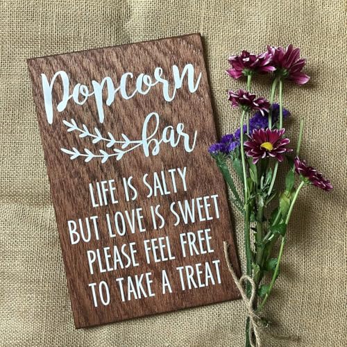 Eletina Rustic Wooden Sign, Popcorn Bar, Wedding, Event Decor, 16x12