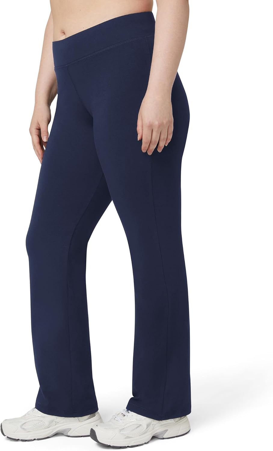 No Nonsense Lounge Yoga Pants Black Flared Cotton Leggings, 32.5” Inseam, Wide Waistband, No Show Coverage, Relaxed Flare Leg - Image 5