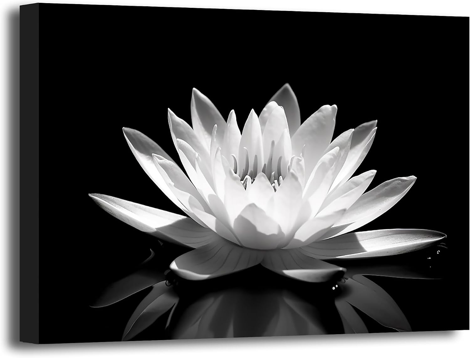 LZIMU Zen Canvas Wall Art Pink Lotus Flower Bloom in Water Picture Prints for Yoga Spa Meditation Spiritual Room Decor Framed (Zen-4, 12"x18")