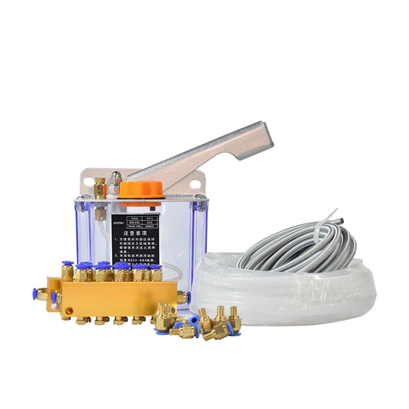 Automatyczna pompa oleju smarowego CNC Zestaw pompy olejowej do grawerowania CNC z uchwytem, wylotem Φ4 mm, ręczne pompy wtryskowe (Silver Oil Pump)