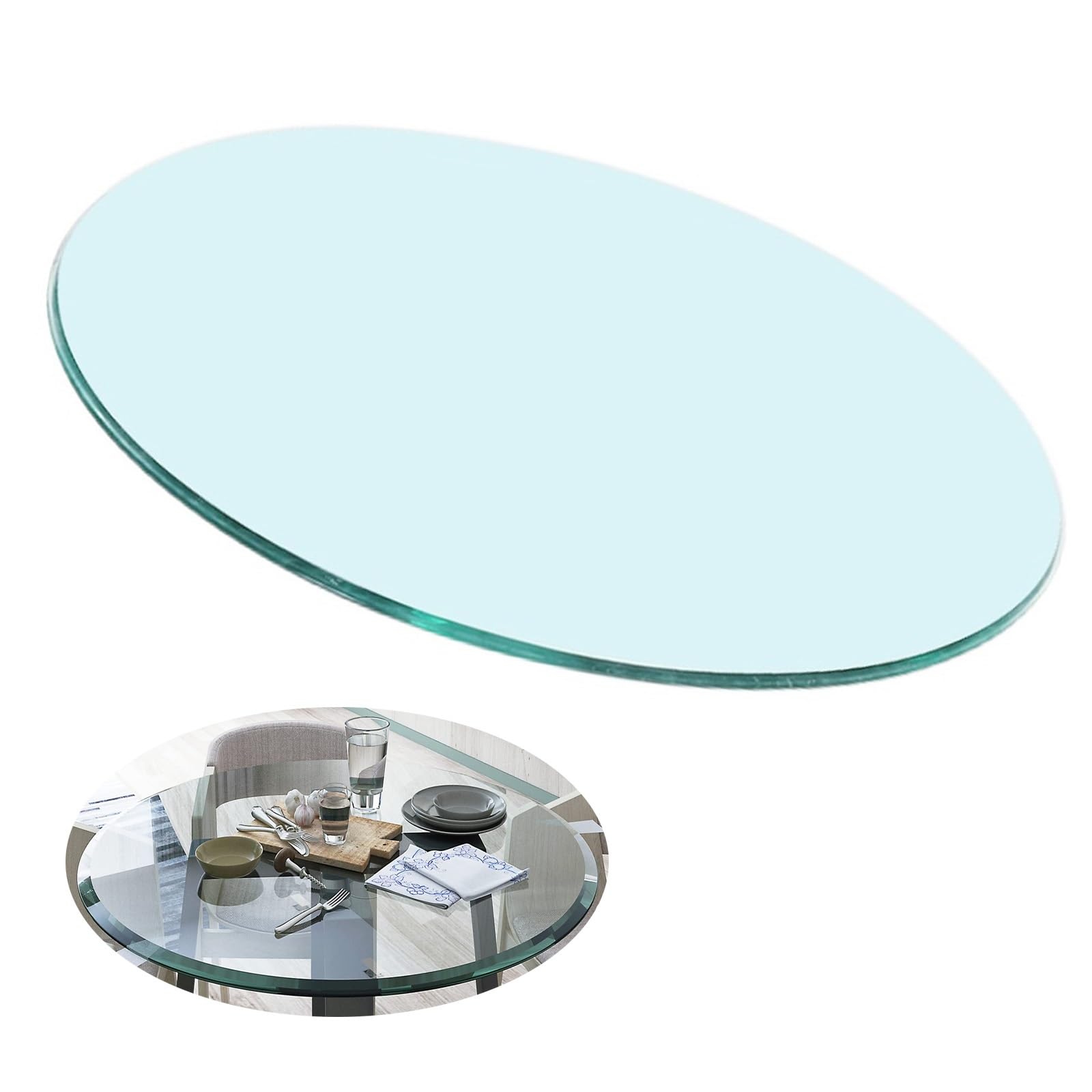 SAGIDAR Round Table Glass, Round Tempered Glass, Tempered Glass Round, Glass Coffee Table, Flat Polish Edge, Multipurpose For Home Office Glass Countertop,16IN 19IN 26IN 31IN 36IN