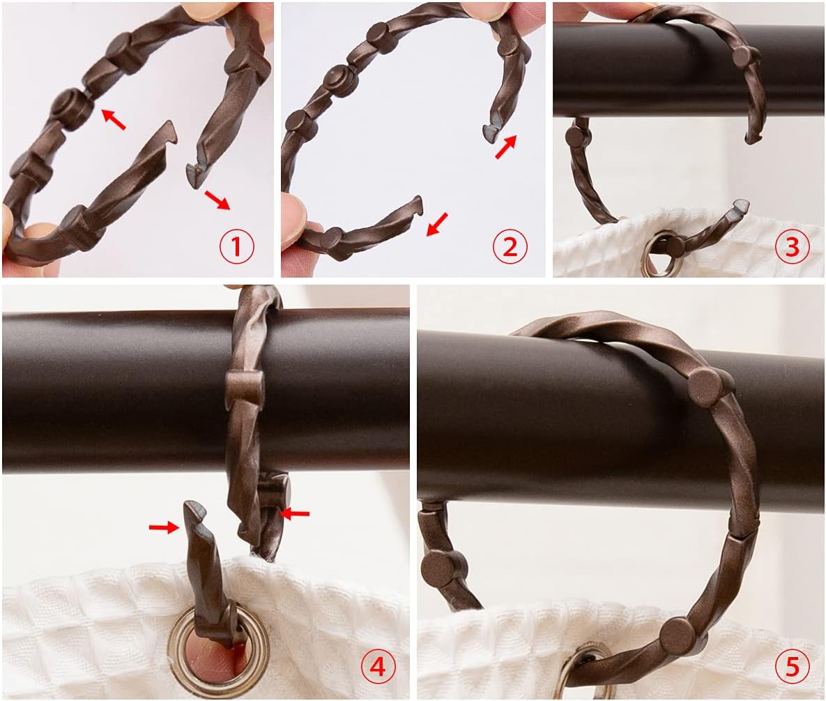 Utopia Alley HK5RB Eternity Never Rust Rustproof Zinc Shower Curtain Rings for Bathroom Shower Rods Curtains; Oil Rubbed Bronze - Set of 12