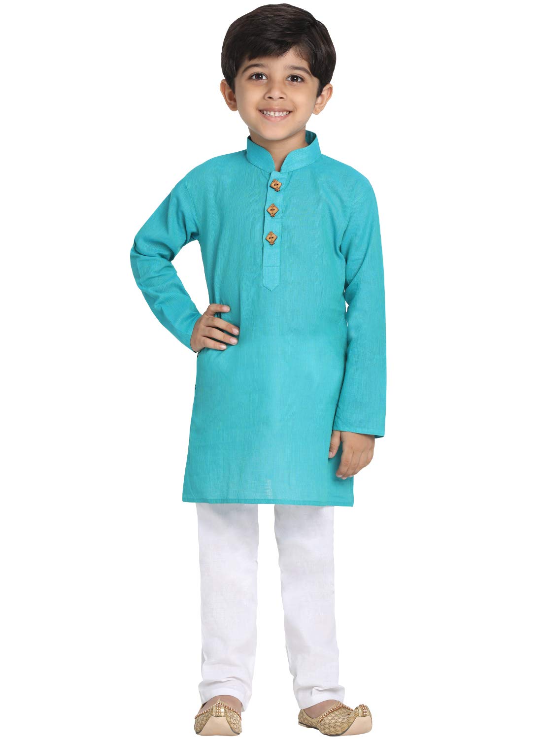 Jbn Creation Boys' Cyan Pure Cotton Kurta And Pyjama Set_Jbnbk070Cnnpcwh_14