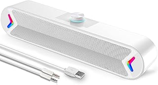 LENRUE Computer Speakers,Wired USB-Powered PC Speakers with 10W Stereo Sound,Sound-bar Speakers for PC Desktop Computer Laptop,Plug-n-Play (A39PRO/White)