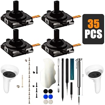 iparto 4 piece joystick replacement for oculus quest 2 controller thumb rod replacement for meta quest 2 left / right joystick analog with screw thumbstick caps tools