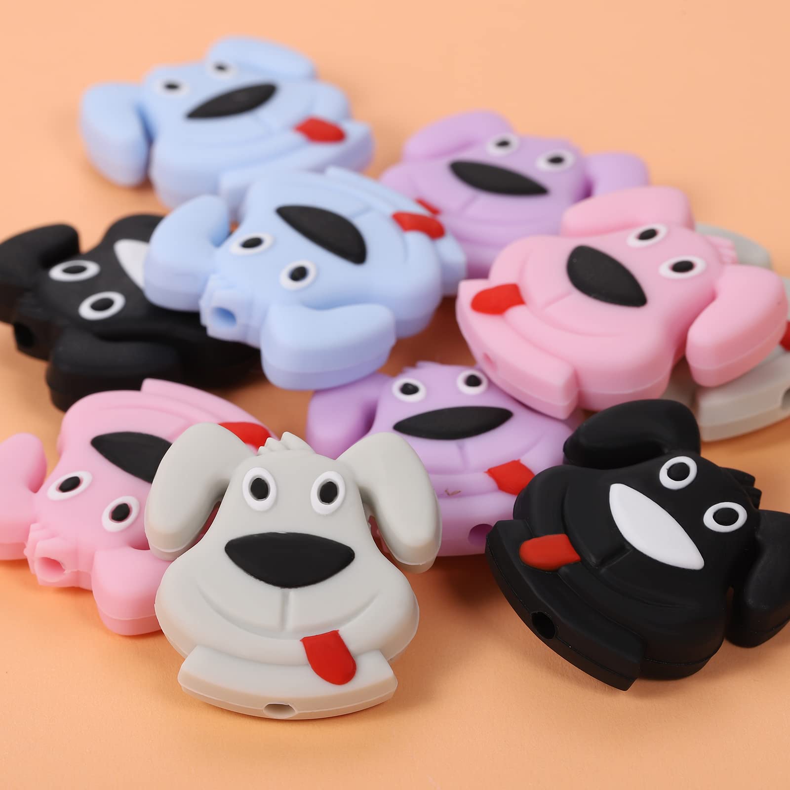 WEWAYSMILE 10pcs Mixed Round Geometry Silicone Beads, Silicone Beads Bulk, Mix Color Rubber Polygonal Beads - Image 3