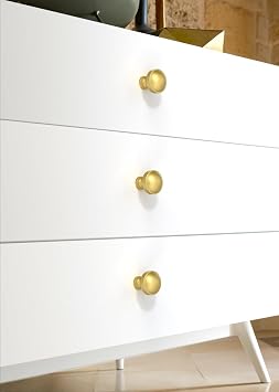 10 Pack Brushed Gold Cabinet Knobs 1-1/5 Inch(30mm) Single Hole Cabinet Pulls Round Kitchen Cabinet Knobs