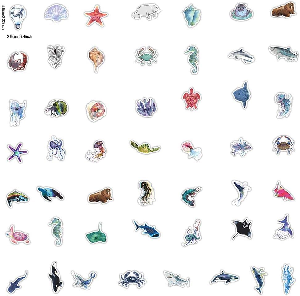 Miniatura 4 de Calcomanías de océano para botellas de agua, bonitas calcomanías para laptop, teléfono, patineta, equipaje, casco de guitarra, bicicleta, coche,
