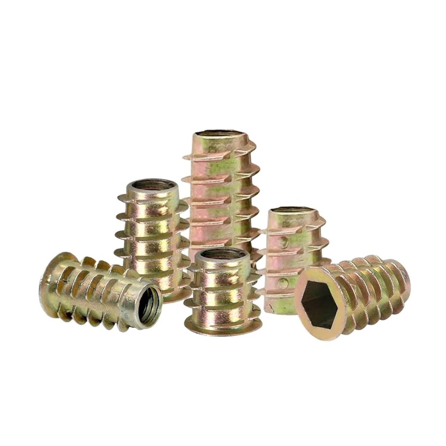 8 Pcs Wood Insert Nut Flanged Hex Drive Head Furniture Nuts M4 M5 M6 M8 M10(M10x20)