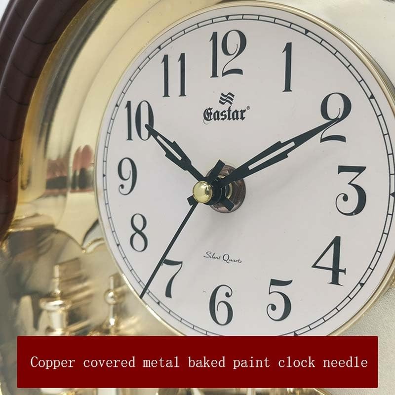 Reloj de repisa de Madera Dorado champán con péndulo oscilante, Esfera fácil de Leer, Reloj mecánico de Mesa for Sala de Estar, Oficina y decoración del hogar.(A)