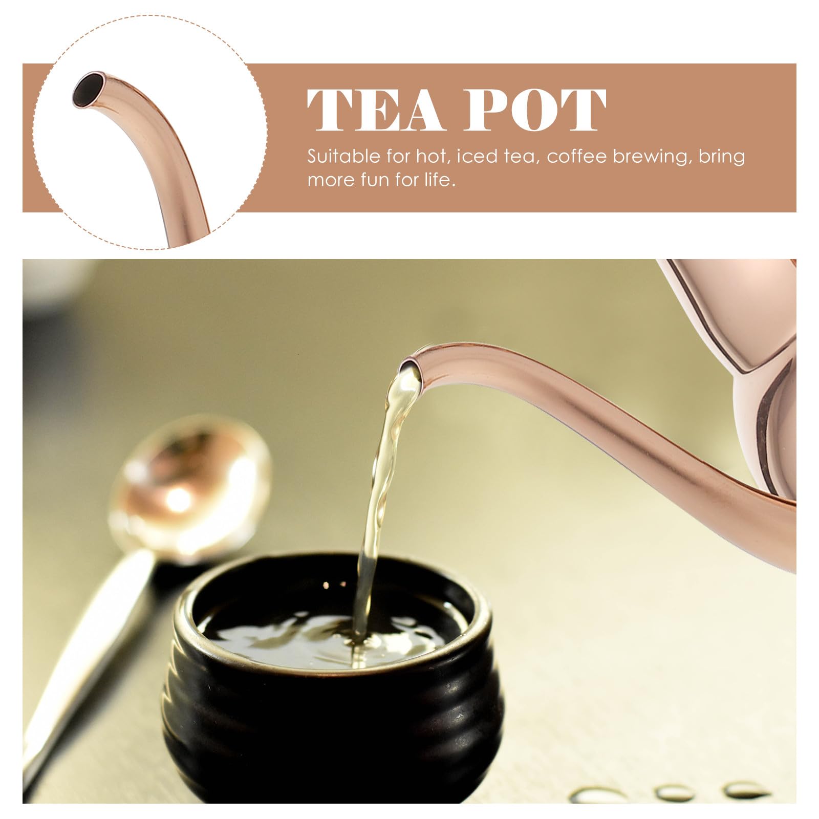 ULTECHNOVO Tetera de Acero Inoxidable 0,7 L con Colador Integrado, Cafetera Metálica Color Chocolate para Uso Doméstico y Restaurante, Tetera de Metal para Infusión de Té y Café