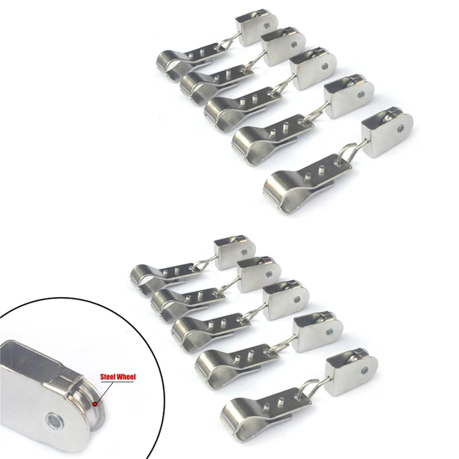 10PC Heavy Duty 304 Stainless Steel Pulley & Clamp for Shade Sail Installation for Outdoor Pergolas Sun Shade Pipe Clip Hardware