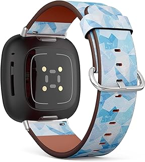 CJBROES Replacement Leather Watch Band, Compatible with Fitbit Versa 3 and Fitbit Sense of Wristband Bracelet Accessory - ice Grunge Effect