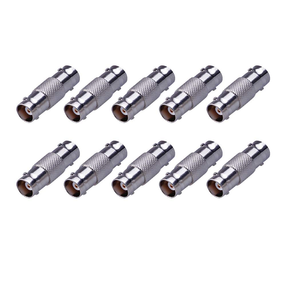 Long Leaf 10 Pcs BNC Barrel Connector and BNC Female to Female Straight Coupler Adapter for CCTV Camera Survelliance System