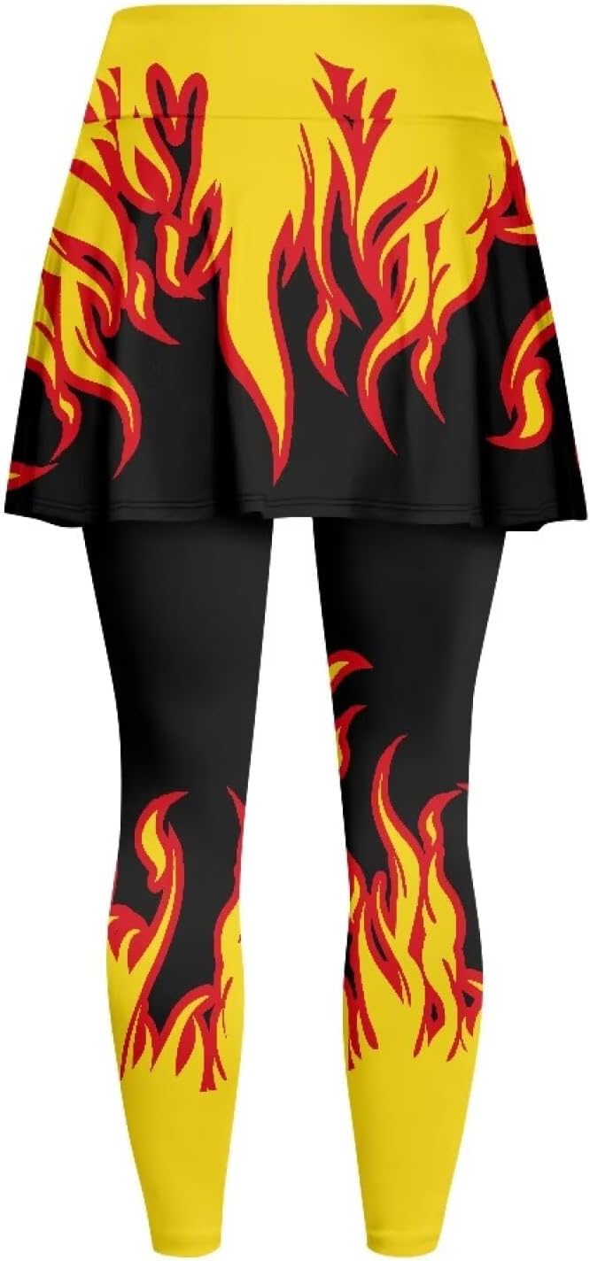 Biyejit Tennis Skirted Leggings with Pockets for Women Active Skort Athletic Ruffle Pleated Golf Skapri with Skirt