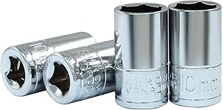 4 Pcs 1/4 Inch Drive 10mm Shallow Socket, 6 Point Chrome Vanadium Steel Metric Sockets, Mirror Finish