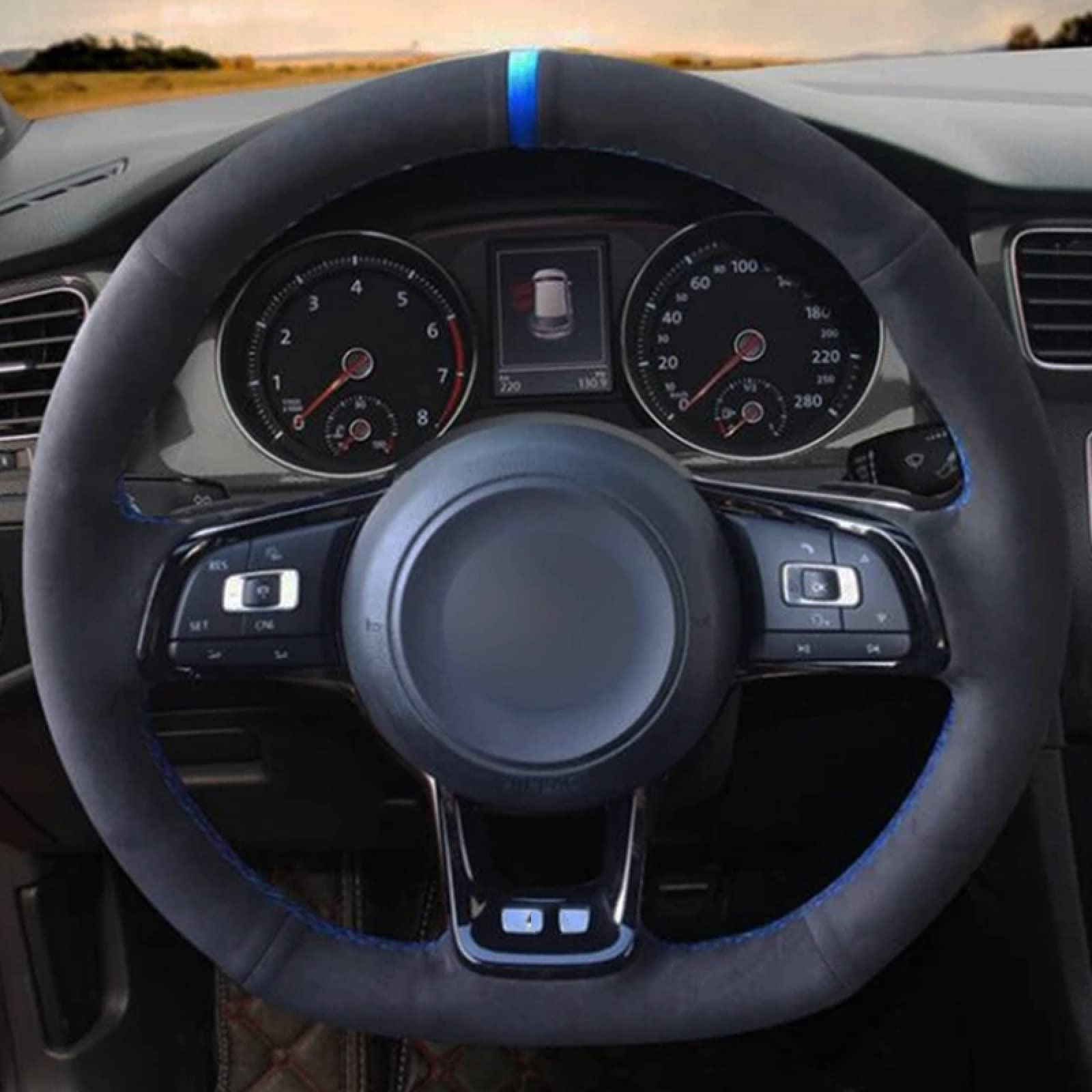 Hand Stitch Car Steering Wheel Cover, For VW Golf 7 GTI Golf R MK7 Polo GTI Scirocco 2015 2016,Car Steering Wheel Wrap Protector Accessories