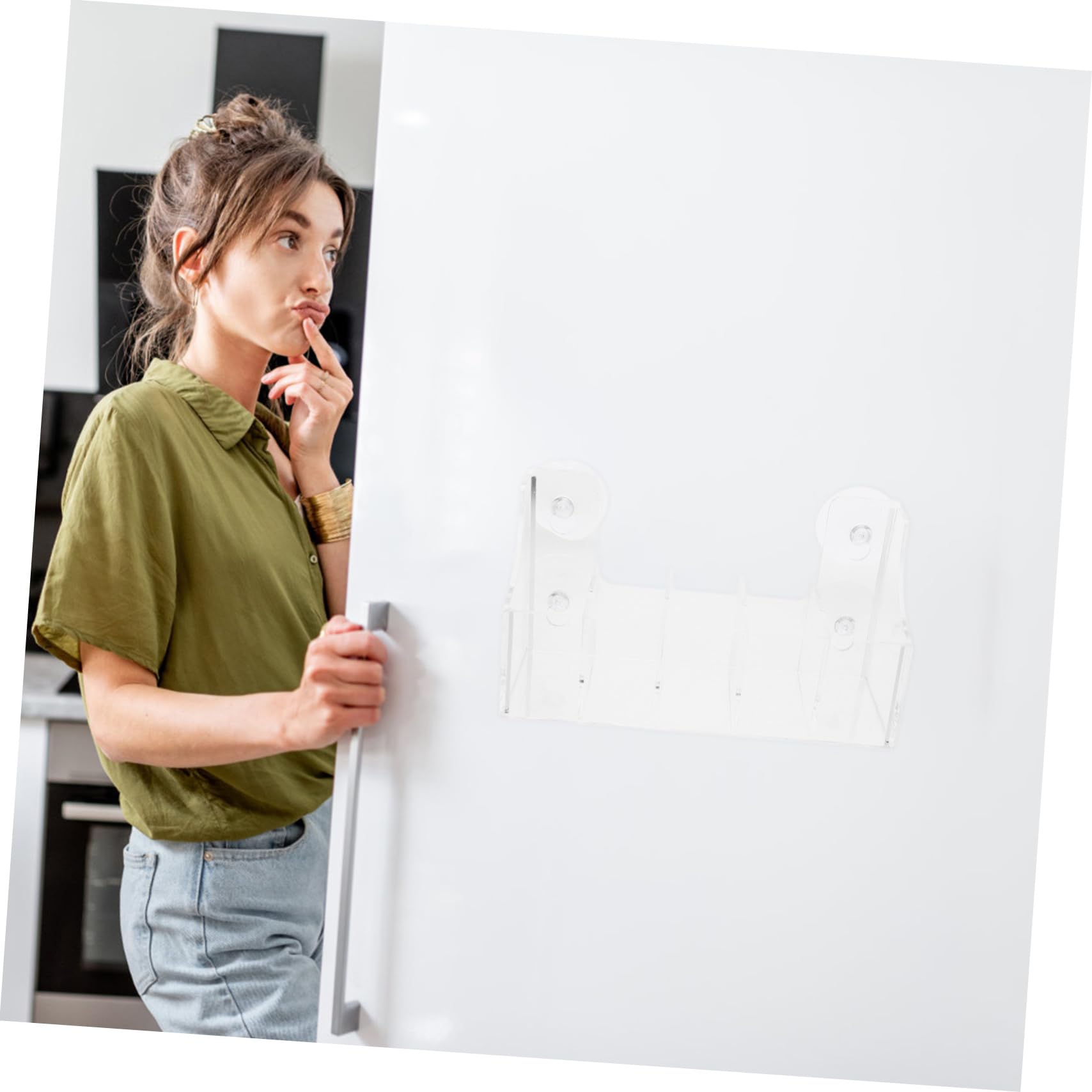 Organizer per Frigo in Acrilico 5 Scomparti e Ventose, Mensola Frigorifero Versatile per Fridge Organization in Cucina e Negozio