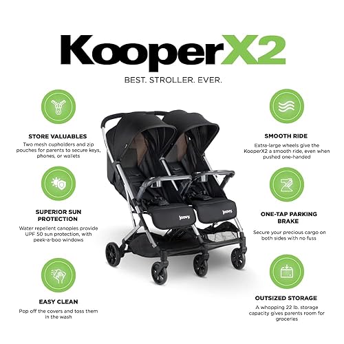 Miniatura 4 de Joovy Kooper X2 - Cochecito doble cochecito de viaje ligero plegable compacto con bandeja color negro