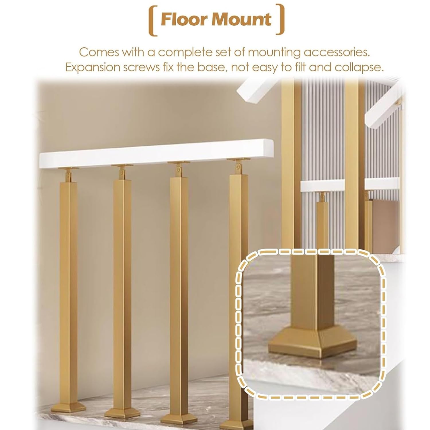 Husillos ajustables para barandilla de comida de 80 cm con soporte y tornillos Ki para ejes de columna de terraza y balcón